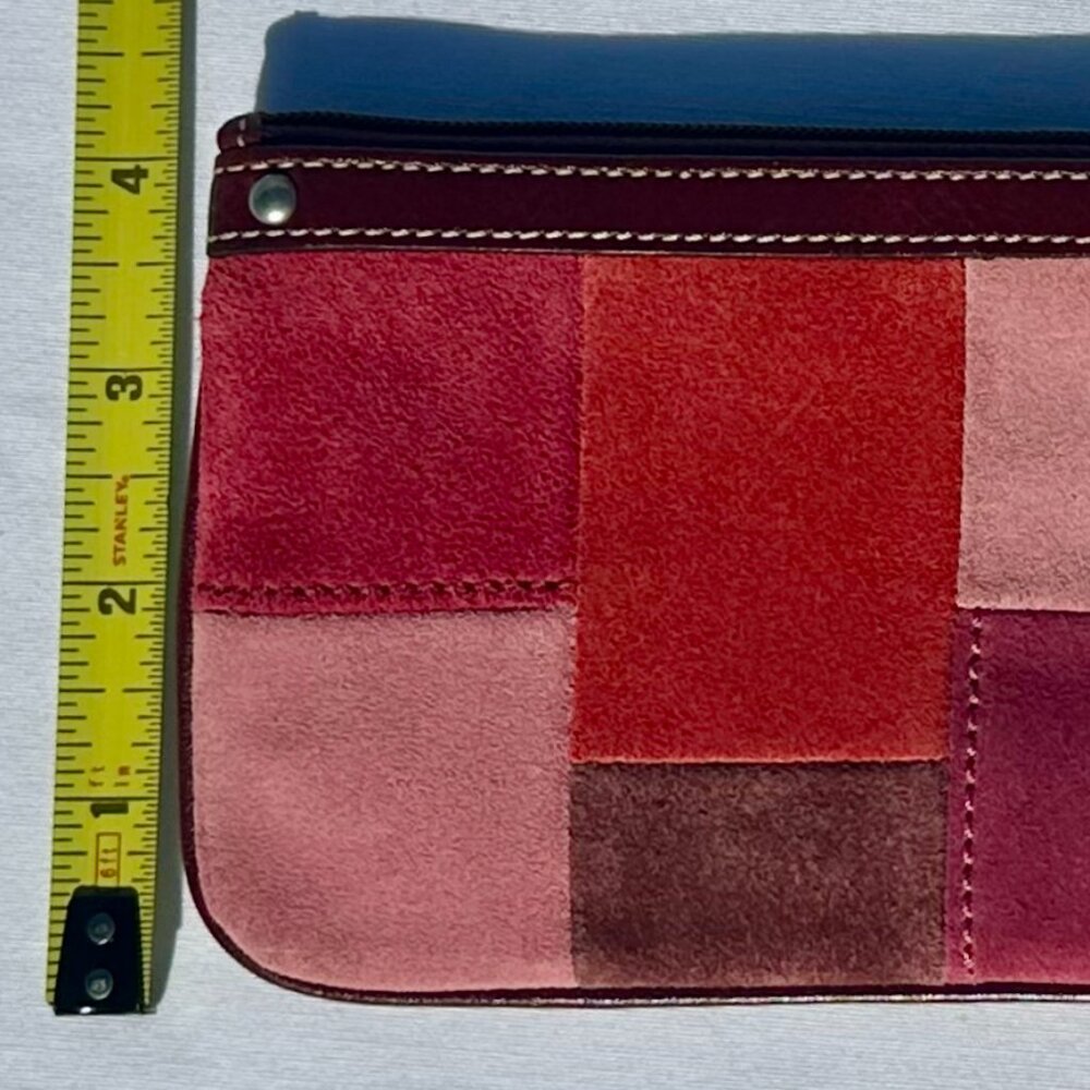 COACH Hampton Mosaic Suede Berry Patchwork Wristlet Leather Silver NWOT 140200 - Picture 8 of 12